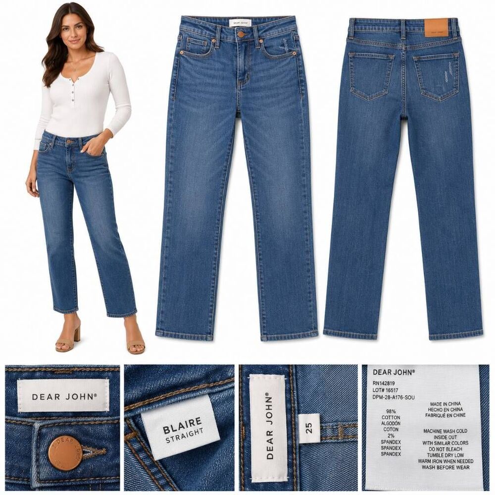 Dear John Blaire Straight High Rise Jeans Size 25 Stretch